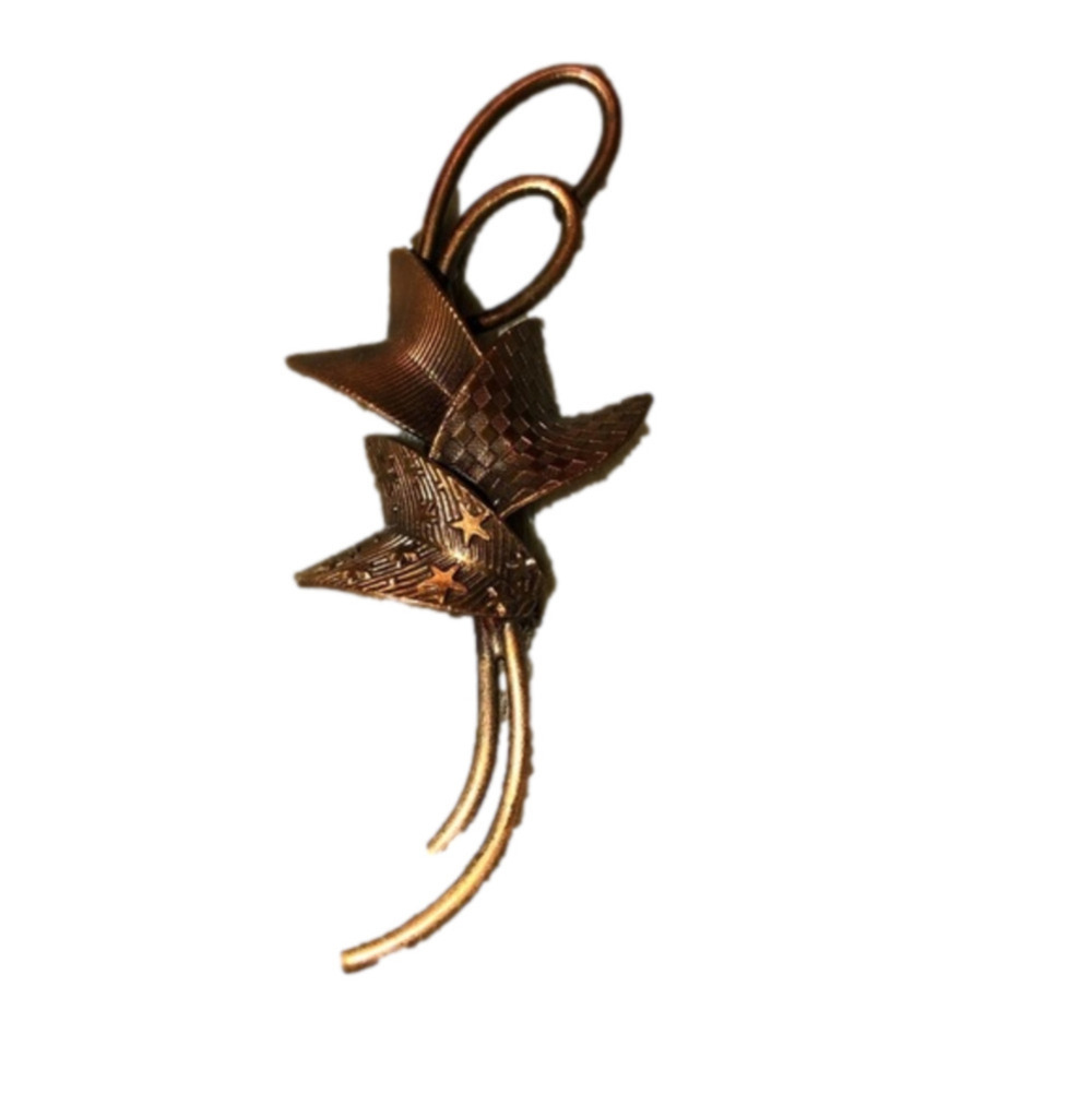 VTG TRIAD Marked Bronze Copper Metal Abstract Modernist Brooch Stars 2.75”